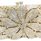 Bolsa clutch de cristal feminina, bolsa minaudiere elegante de metal com capa rígida, bolsa de mão para casamento ou para flores