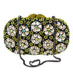 Khannet-sc781 saco de noite feminino, saco de noite luxuoso com padrão floral e strass esmeralda