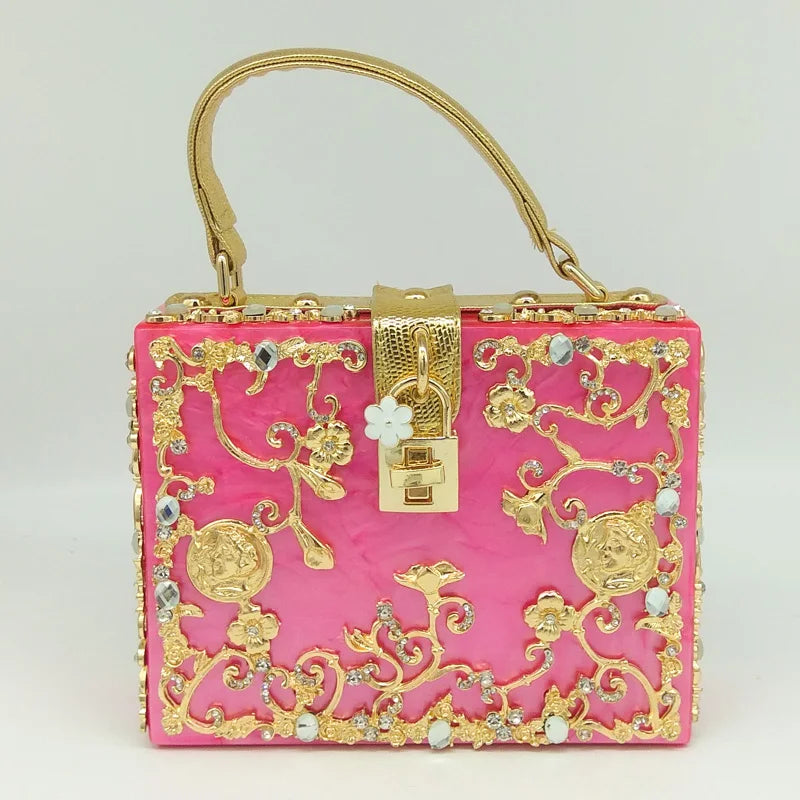 Bolsa de ombro feminina delicada de flor, bolsa de mão luxuosa de acrílico com bolsas transversais da moda, para mulheres