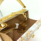Bolsa de ombro feminina delicada de flor, bolsa de mão luxuosa de acrílico com bolsas transversais da moda, para mulheres