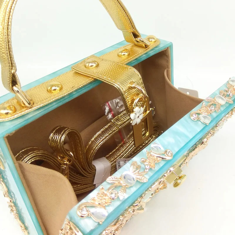 Bolsa de ombro feminina delicada de flor, bolsa de mão luxuosa de acrílico com bolsas transversais da moda, para mulheres