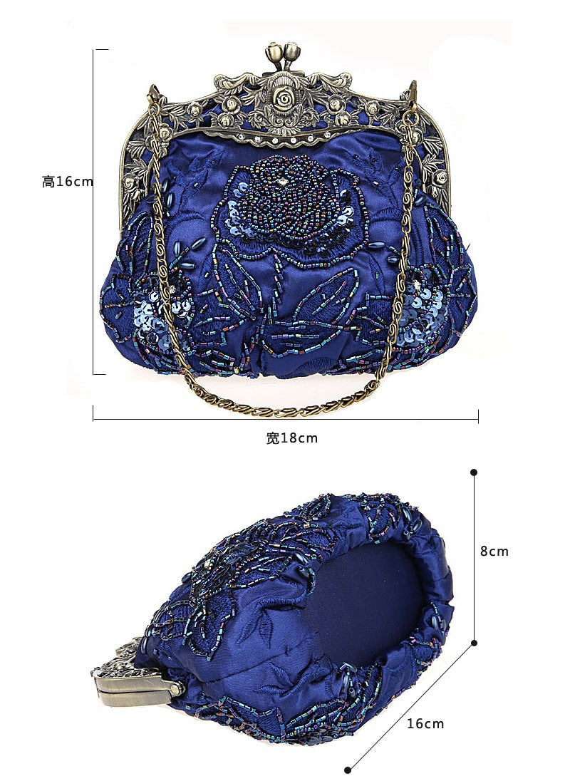 2025 novo vintage frisado saco de noite bordado diamante lantejoulas embreagem bolsa de mão saco de noiva
