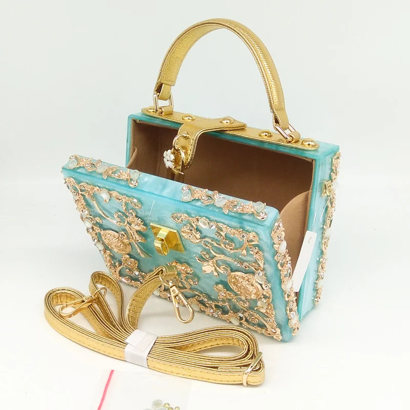 Bolsa de ombro feminina delicada de flor, bolsa de mão luxuosa de acrílico com bolsas transversais da moda, para mulheres