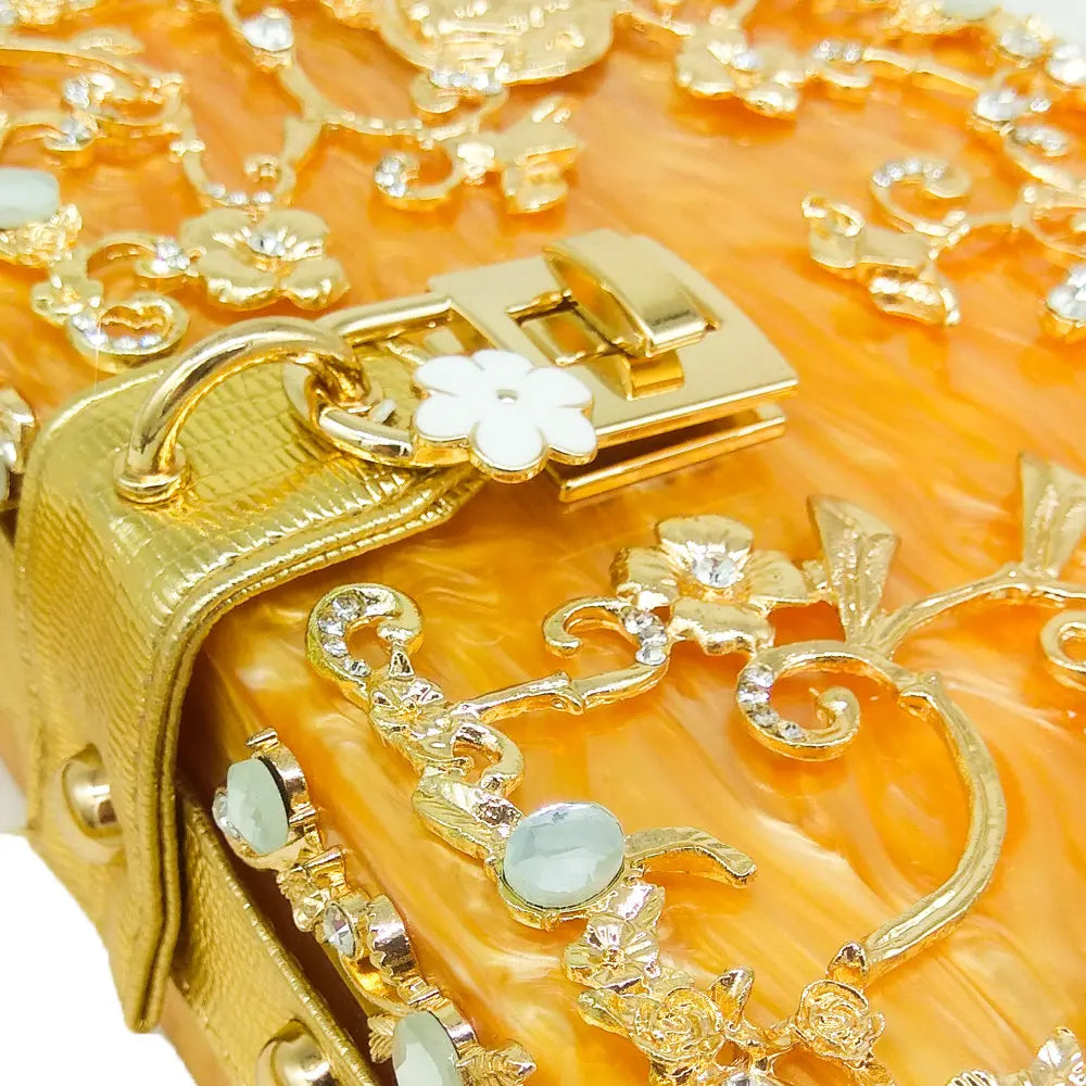 Bolsa de ombro feminina delicada de flor, bolsa de mão luxuosa de acrílico com bolsas transversais da moda, para mulheres