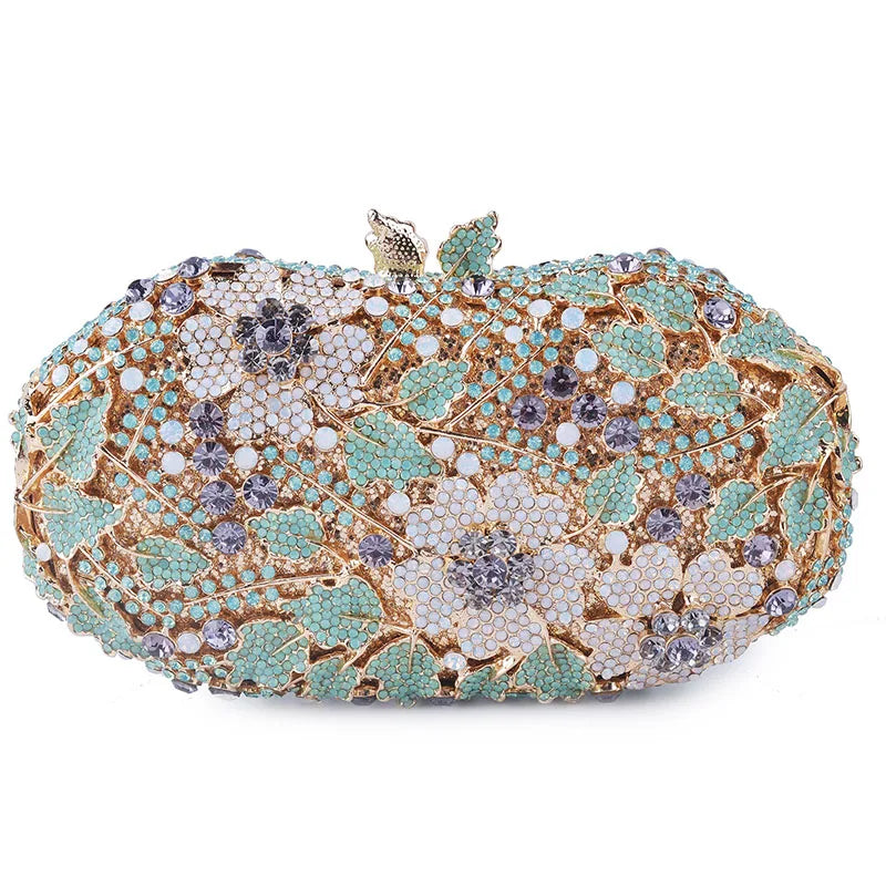 Xiyuan colorido cristal feminino sacos de noite multicolorido oco para fora pedras frisado casamento embreagem nupcial diamante minaudiere bolsa