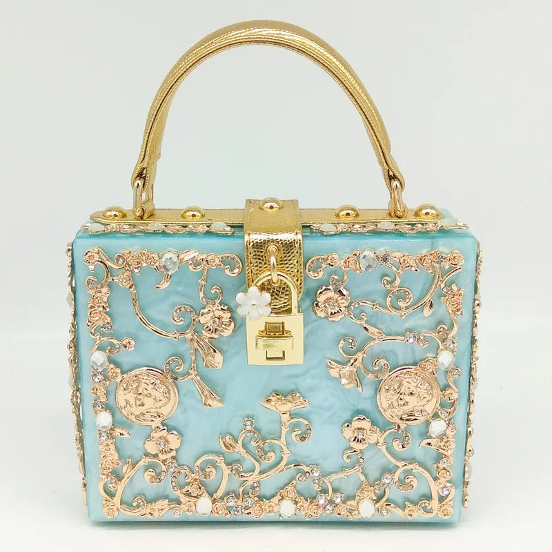 Bolsa de ombro feminina delicada de flor, bolsa de mão luxuosa de acrílico com bolsas transversais da moda, para mulheres