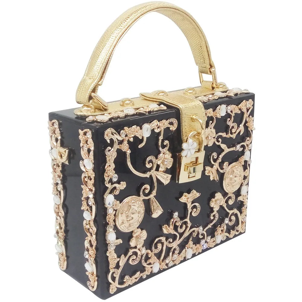 Bolsa de ombro feminina delicada de flor, bolsa de mão luxuosa de acrílico com bolsas transversais da moda, para mulheres