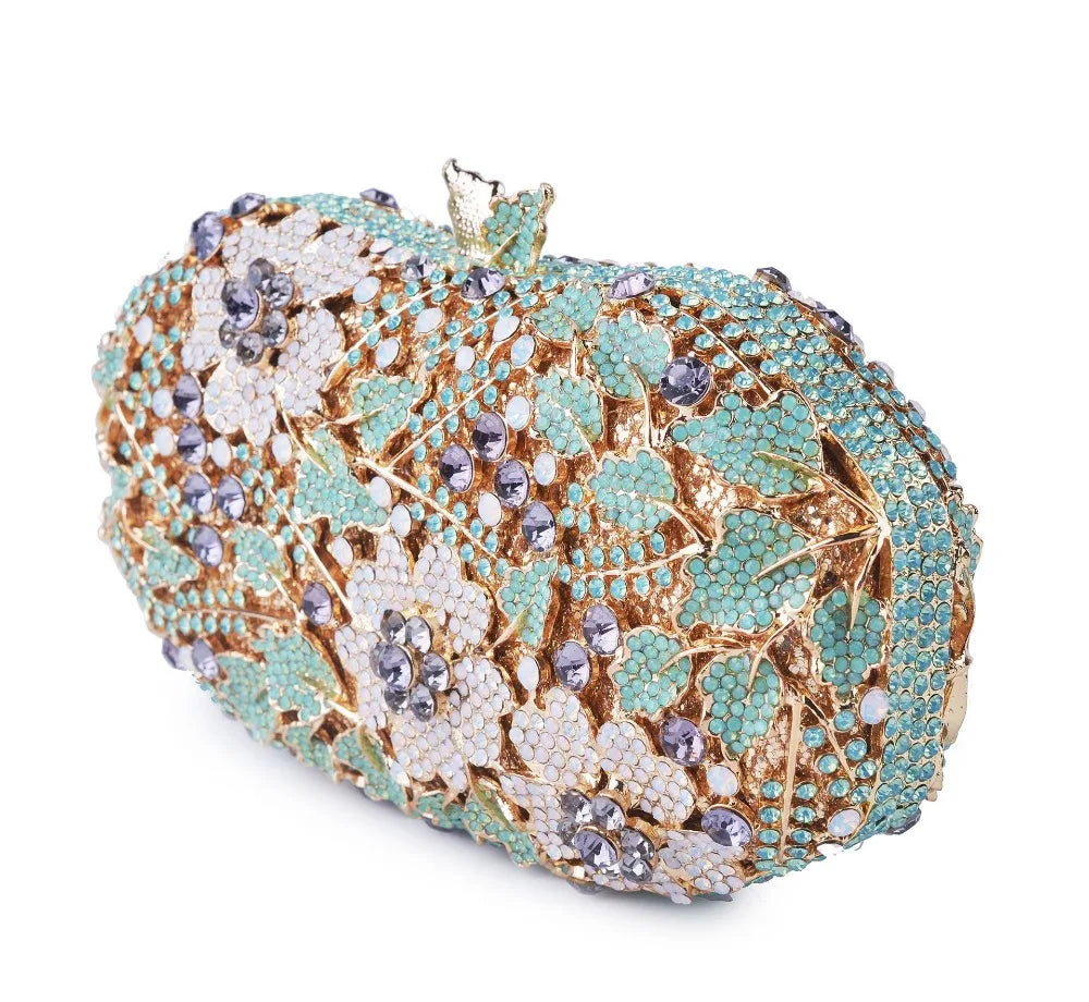 Xiyuan colorido cristal feminino sacos de noite multicolorido oco para fora pedras frisado casamento embreagem nupcial diamante minaudiere bolsa