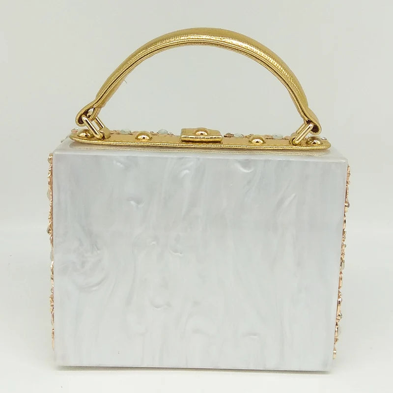 Bolsa de ombro feminina delicada de flor, bolsa de mão luxuosa de acrílico com bolsas transversais da moda, para mulheres
