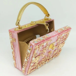 Bolsa de ombro feminina delicada de flor, bolsa de mão luxuosa de acrílico com bolsas transversais da moda, para mulheres