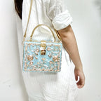 Bolsa de ombro feminina delicada de flor, bolsa de mão luxuosa de acrílico com bolsas transversais da moda, para mulheres