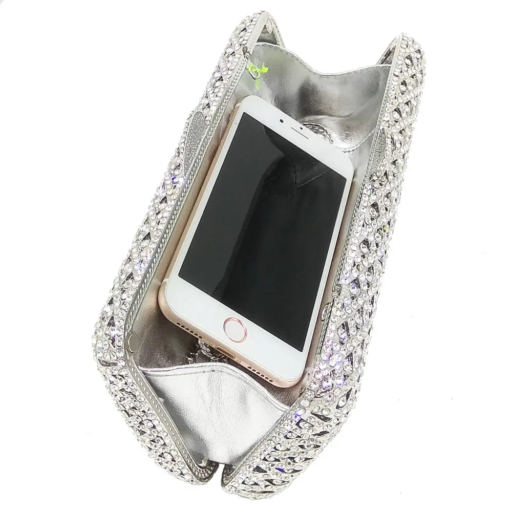Caixa de Boutique De FGG Elegante Das Mulheres de Diamante saco Da Noite de Embreagem Minaudiere Sacos Bolsas e Bolsas Saco De Cristal De Noiva Jantar Formal