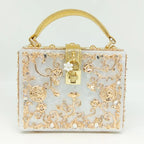 Bolsa de ombro feminina delicada de flor, bolsa de mão luxuosa de acrílico com bolsas transversais da moda, para mulheres
