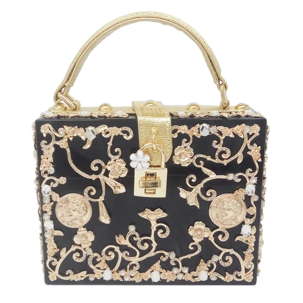 Bolsa de ombro feminina delicada de flor, bolsa de mão luxuosa de acrílico com bolsas transversais da moda, para mulheres