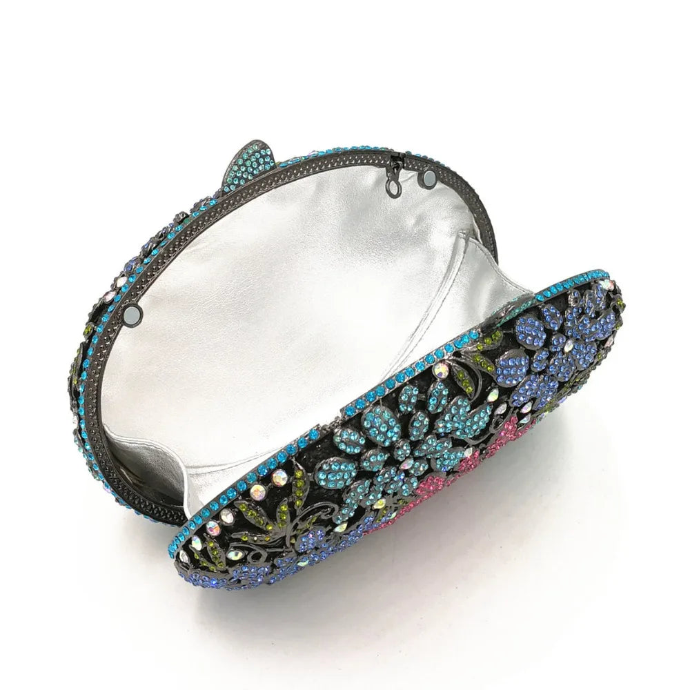 Mulheres oco para fora multi flores de cristal embreagem saco noite diamante minaudiere bolsa casamento para a mãe presentes natal sacos