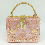 Bolsa de ombro feminina delicada de flor, bolsa de mão luxuosa de acrílico com bolsas transversais da moda, para mulheres