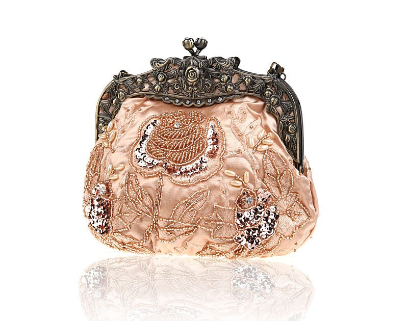 2025 novo vintage frisado saco de noite bordado diamante lantejoulas embreagem bolsa de mão saco de noiva
