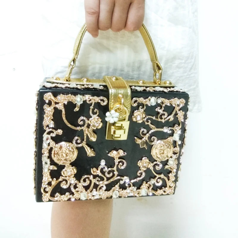 Bolsa de ombro feminina delicada de flor, bolsa de mão luxuosa de acrílico com bolsas transversais da moda, para mulheres