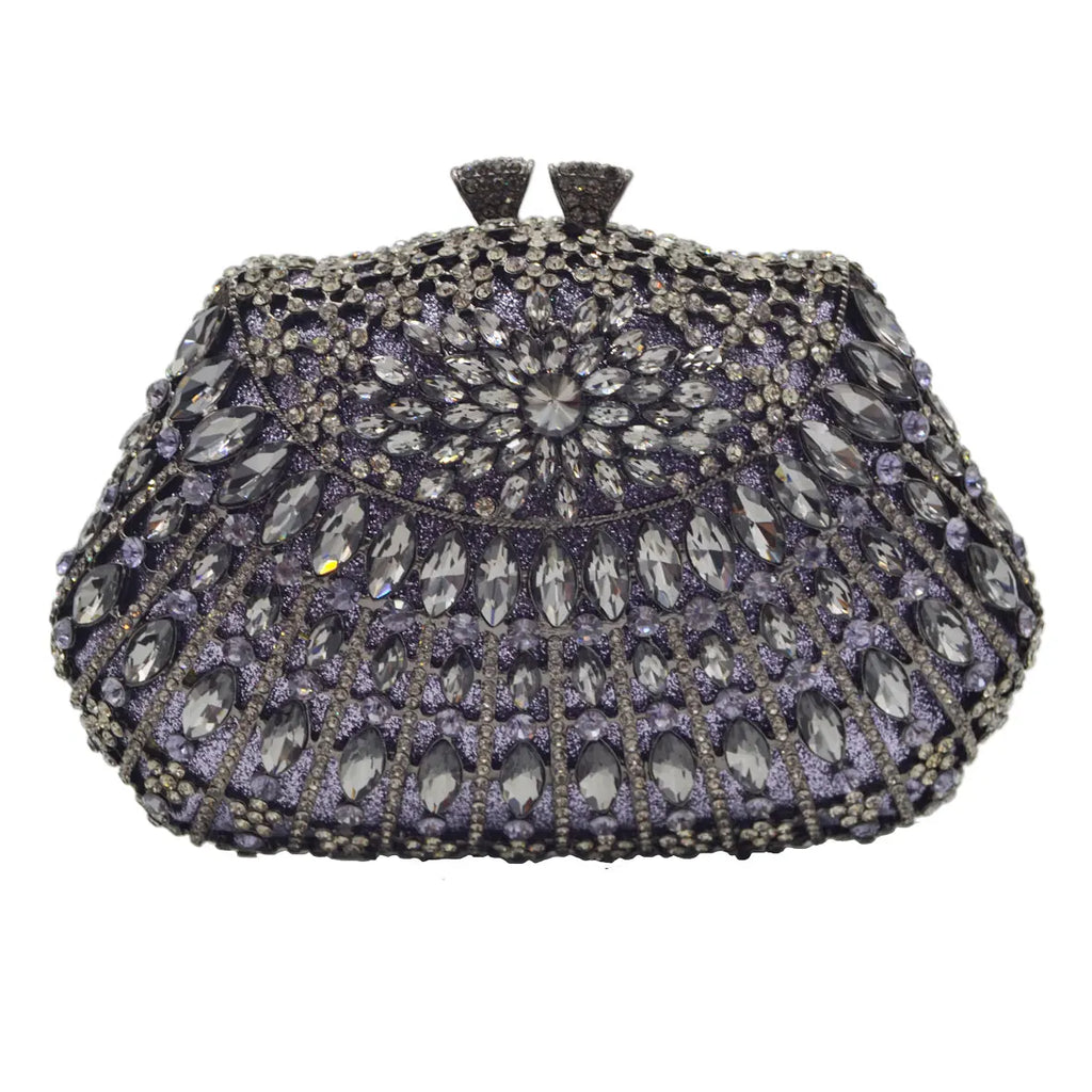 Bolsa de mão luxuosa com cristais e rosas, em ouro para mulheres, baile, casamento, sm67