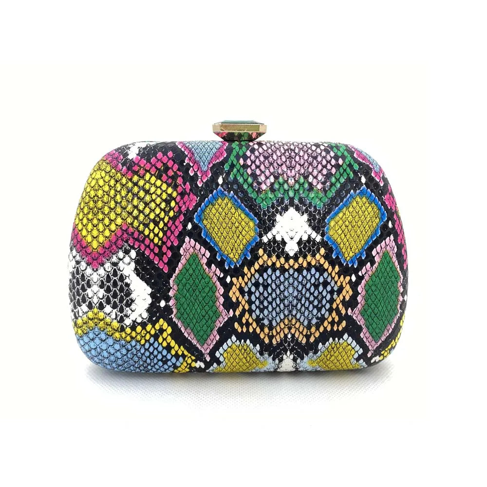 Moda Multicoloured Python Snake-Skin Mulheres Evening Clutch Bags Presente do Dia das Mães Dimond Bolsas Cadeia Ombro Bolsas