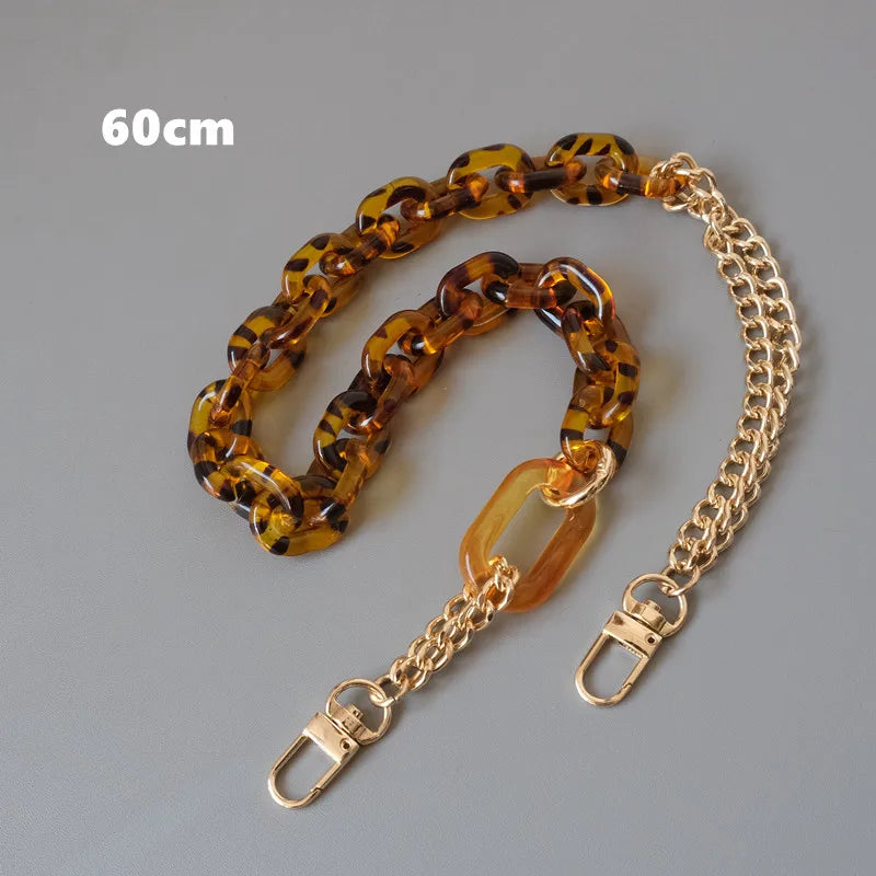 Embreagem de corrente de resina acrílica para mulheres, acessórios para bolsa, alça de ombro fofa, âmbar, luxo, nova moda