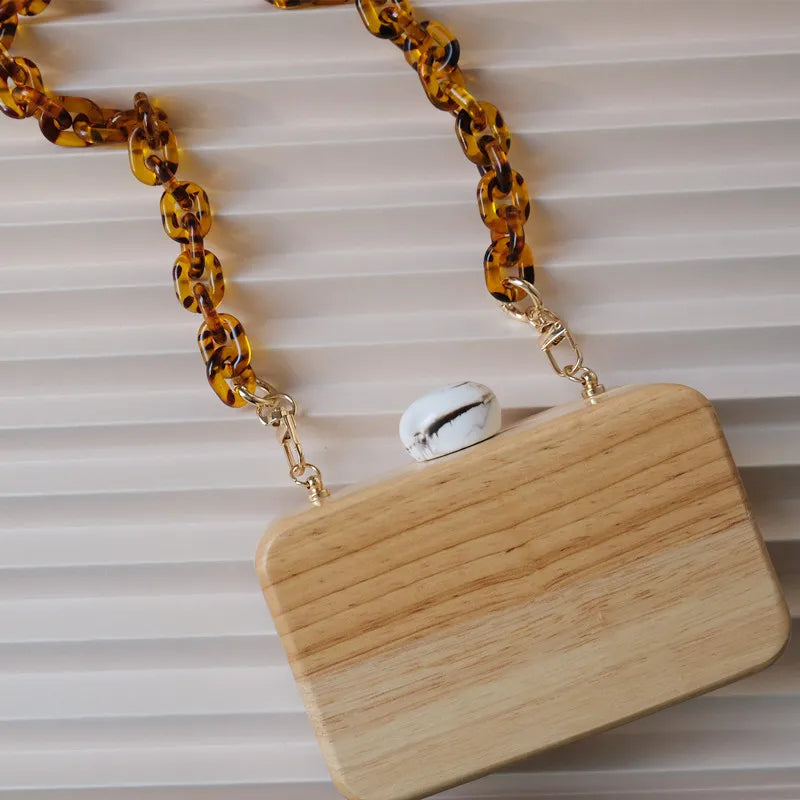 Embreagem de corrente de resina acrílica para mulheres, acessórios para bolsa, alça de ombro fofa, âmbar, luxo, nova moda