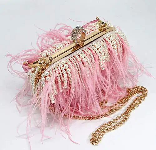 Venda quente frisado borla bolsa de embreagem diamante pérola sacos noite festa casamento bolsa embreagem corrente metal sacos ombro