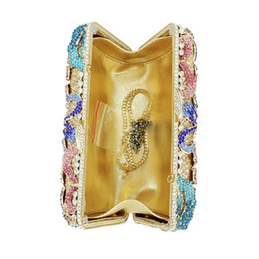 Senhora colorida flor diamante embreagem saco de noite das mulheres ombro corrente bolsa senhoras strass festa casamento mini pedra garras