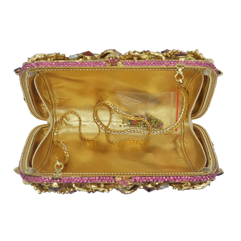 Mulheres diamante noite baile embreagens verde/rosa flor folhas sacos de luxo senhora cristal bolsa designer meninas bolsas casamento