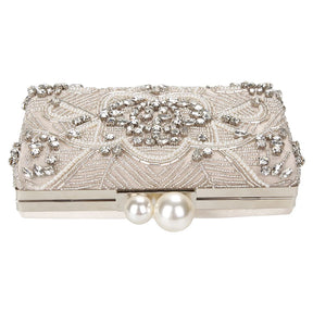 Apricot Silver Crystal Clutch Bags para mulheres, artesanal, frisado, pérola, bolsa do casamento, bolsas de luxo, sacos de ombro, ZD1361