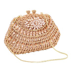 Bolsa de mão luxuosa com cristais e rosas, em ouro para mulheres, baile, casamento, sm67