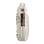 Apricot Silver Crystal Clutch Bags para mulheres, artesanal, frisado, pérola, bolsa do casamento, bolsas de luxo, sacos de ombro, ZD1361