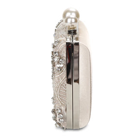 Apricot Silver Crystal Clutch Bags para mulheres, artesanal, frisado, pérola, bolsa do casamento, bolsas de luxo, sacos de ombro, ZD1361