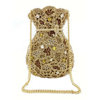 Mais novo luxo bolsa de noite feminina festa designer oco para fora cristal garras ouro strass bolsas dinheiro bolsa