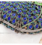 Coruja em forma de cristal noite bolsa de embreagem feminina novo designer luxo chique novidade azul strass metal bolsa e bolsa personalidade