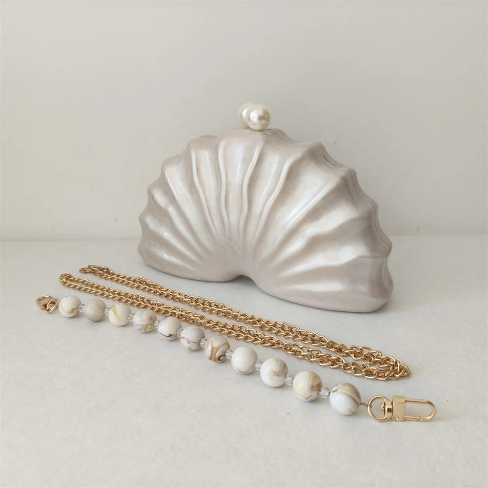 Original concha metade do quarto acrílico frisado saco caixa embreagens festa noite bolsa feminina ombro viagem praia mini bolsas de verão