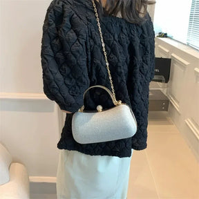 Mini bolsa de noite brilhante, bolsa com corrente de strass, bolsa de banquete com glitter de luxo, perfeita para festa, casamento, baile, jantar/banquete