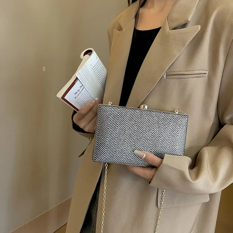 Elegante jantar saco de embreagem bolsa de ombro feminino brilhante grampo de cabelo pequena caixa de maquiagem nova 2025 tendência da moda