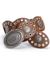 Cowgirl cowboy oco oval pu ilhópunk desempenho cintos femininos cintura retro decorar acessório cinto em roupas coa