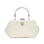 Beading mulheres sacos de noite bordado concha flor diamantes baile embreagem com alça pérola bolsas