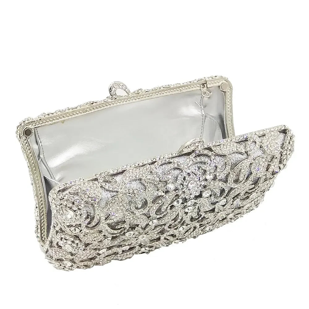 Boutique De FGG Bolsas e embreagens de noite com flores artesanais, bolsas e bolsas de mão com strass dourados, bolsa de embreagem de noiva para casamento