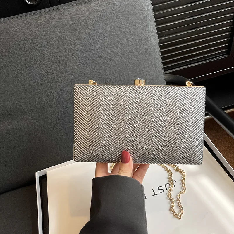 Elegante jantar saco de embreagem bolsa de ombro feminino brilhante grampo de cabelo pequena caixa de maquiagem nova 2025 tendência da moda