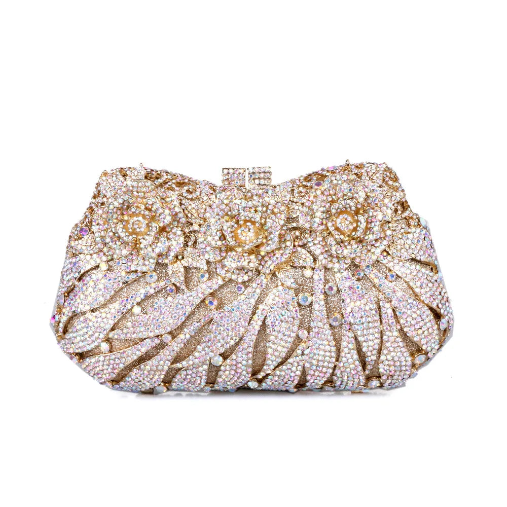 Clutch Metal Dama Cristal