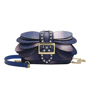 Pérola colorida rebitada saco gradiente libélula rebitada asas ombro sacola elegante noite embreagem para bolsas femininas
