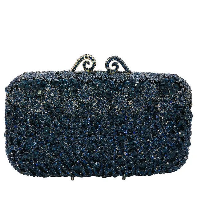 Boutique de fgg brilhante magenta strass bolsas de embreagem para mulheres elegantes, sacos de embreagem de noite formais, bolsa de embreagem de flor de noiva