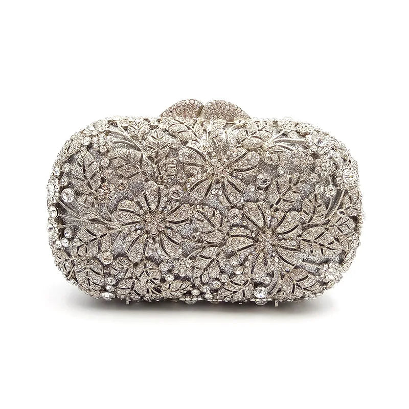 Mulheres saco de festa à noite diamantes elegante embreagem cristal luxo nupcial festa casamento carteira bolsa flor bolsas cristal