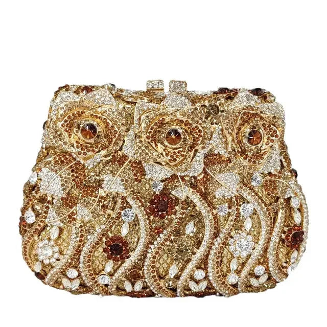 Boutique de fgg elegante feminino flor bolsas de noite cristal bolsa embreagem formal festa casamento nupcial strass bolsa embreagem