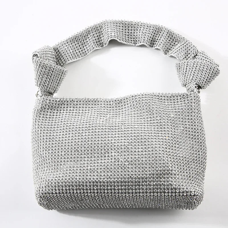 Bolsa de noite artesanal com broca completa, diamante de água, grande, king size, forro de poliéster macio, compartimento interno