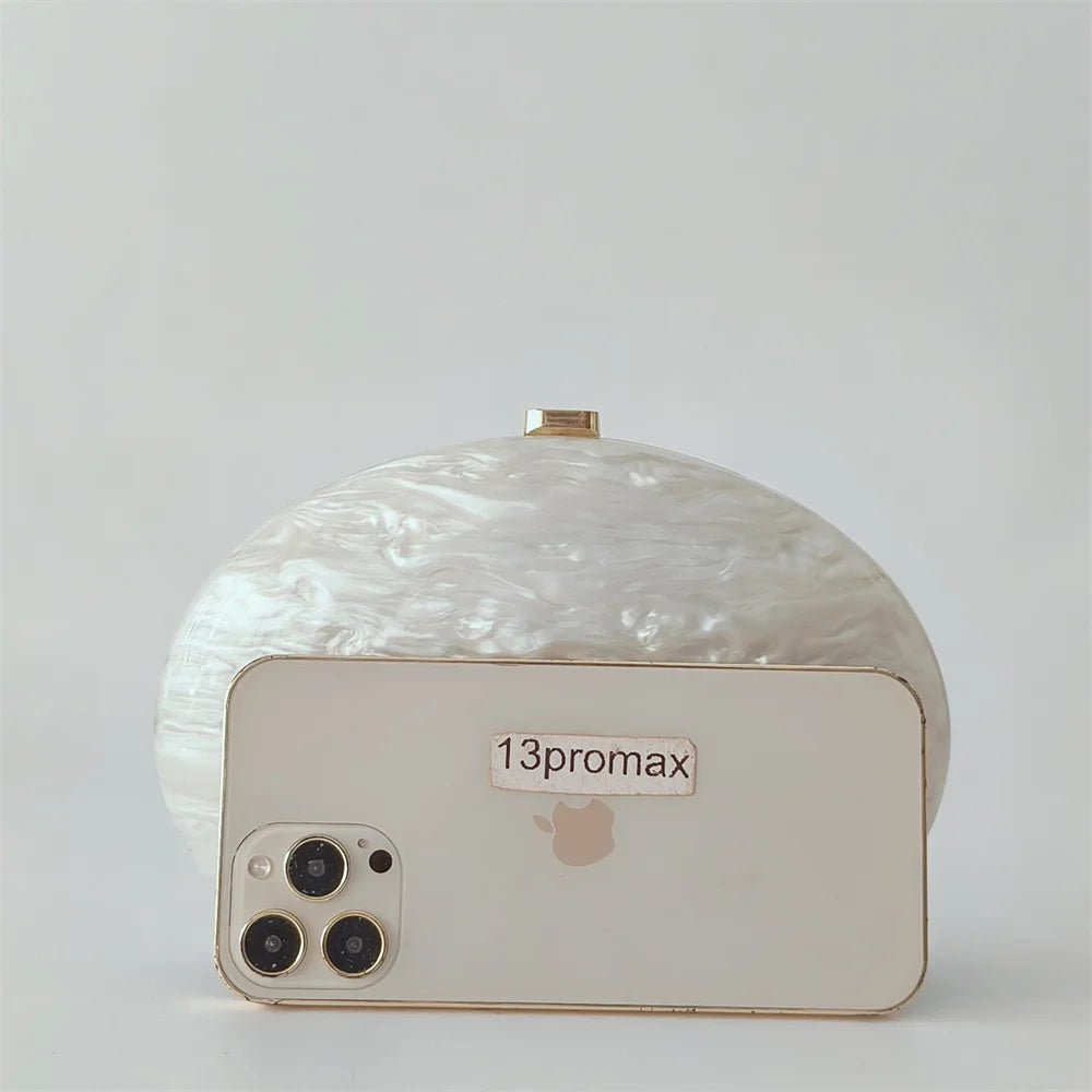 Meia redonda mármore bege sereia série branco pérola efeito casca dura saco vestido de casamento bolsa noiva com praia bolsa de noite