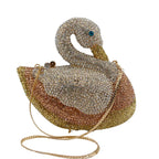 Sacos de noite de cristal em forma de cisne diamante espumante bolsas de embreagem strass bolsas de metal duro saco de festa de casamento
